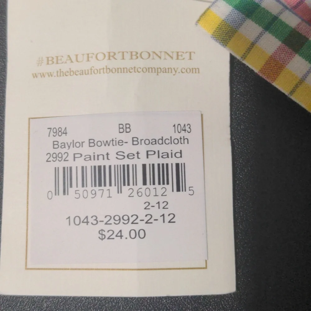 TBBC Baby Boy Baylor Broadcloth Plaid Bowtie. Size 2-12 Months NWT
